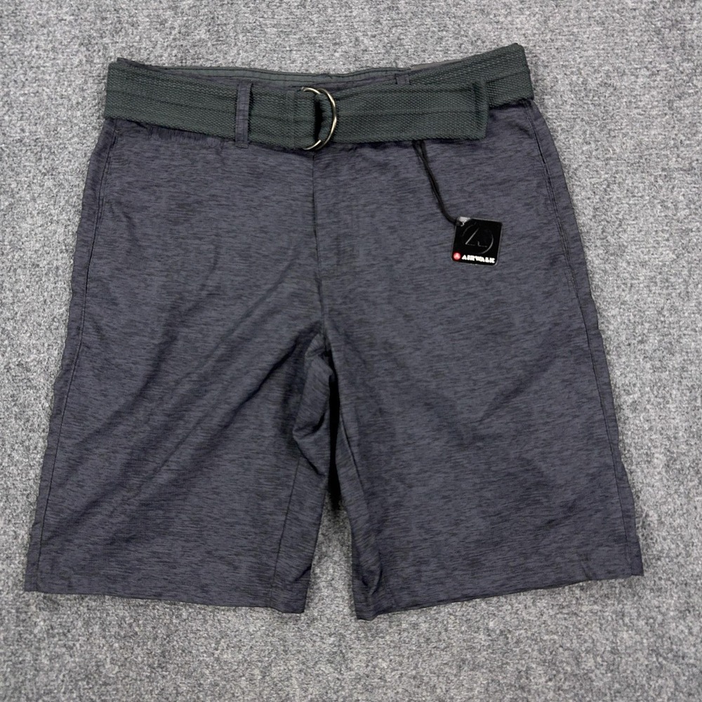 Airwalk Shorts Mens 30 Gray Microfiber Chino Belted Flat Front Casual Summer